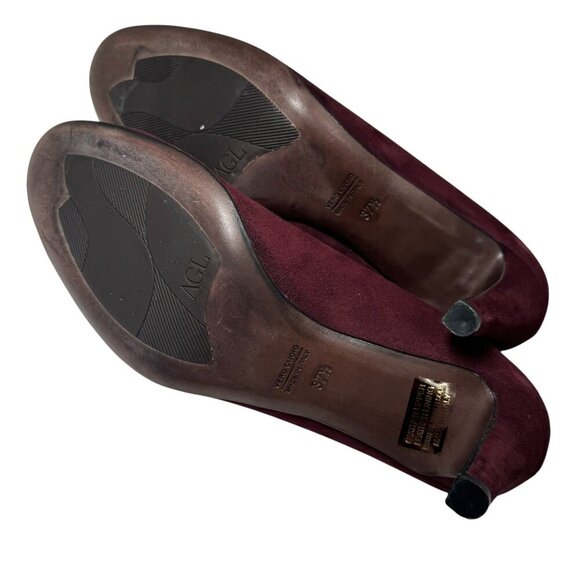 AGL Burgundy Suede Pumps w decorative stitching size 37.5 US/7 Lk Nw!! - Picture 7 of 8